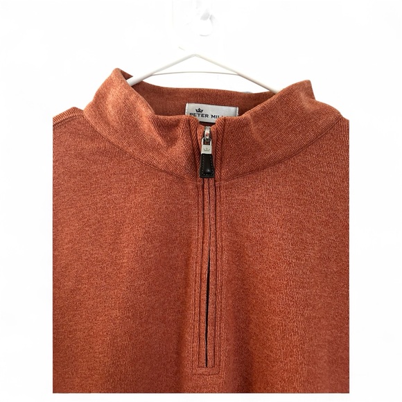 Peter Millar Quarter Zip Preppy Knit Sweater Golf Pullover Autumn Rust Orange-XL - Picture 7 of 10